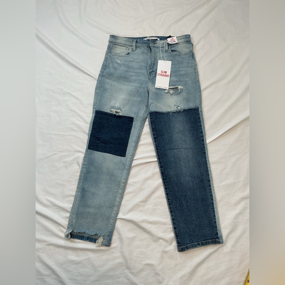 Celebrity Pink Men's Slim Straight Jeans - Light and Dark Blue